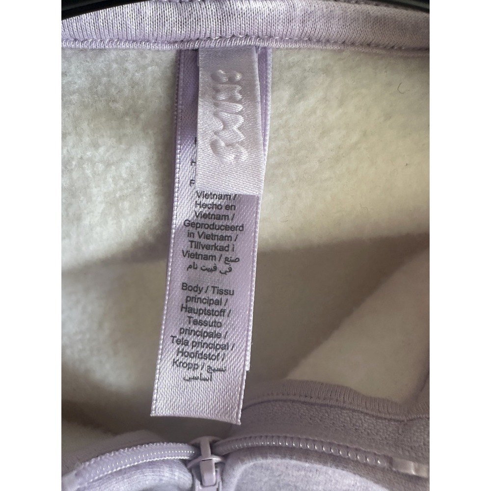 SKIMS Limited Edition Cotton Fleece Cropped Full Zip Up Hoodie Purple Heather M - Picture 8 of 16
